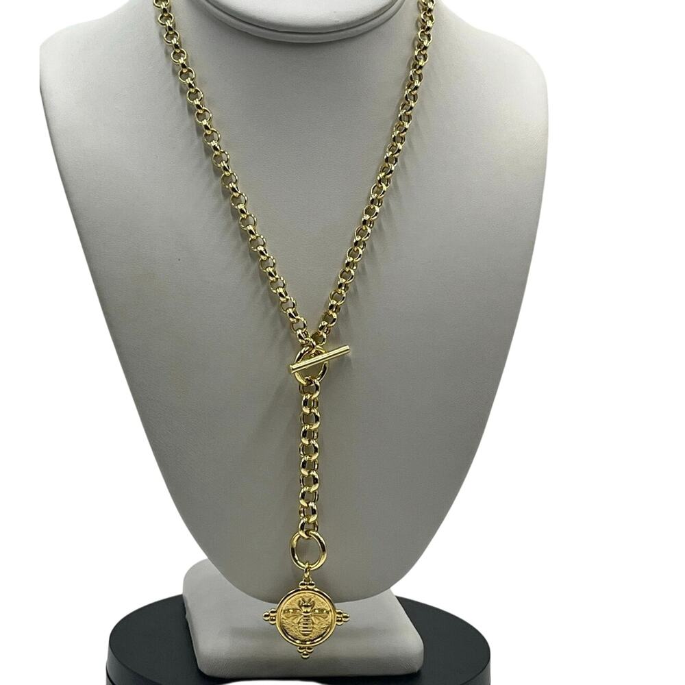 Bellezza Bronze Italy Designer Toggle Charm rich golden-bronze tones Y Necklace‎